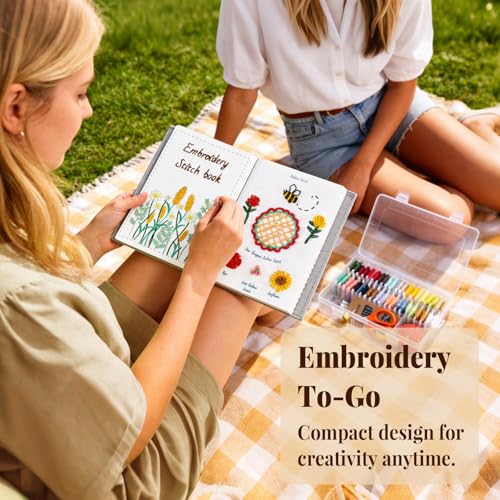 Image of CYANFOUR 2026 New Embroidery Stitch Book Kit for Adults Beginners, Cross Stitch Kit with Step-by-Step Guide and Video, Threads and Needles, Portable Crafts Gift for Adults