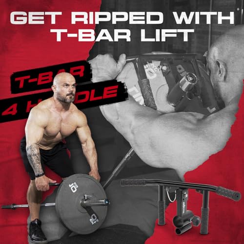 Image of Yes4All Exercise Machine Adjustable T Bar Row Attachment, D Row Handle /Landmine Handle Attachment with Textured Rubber Handles