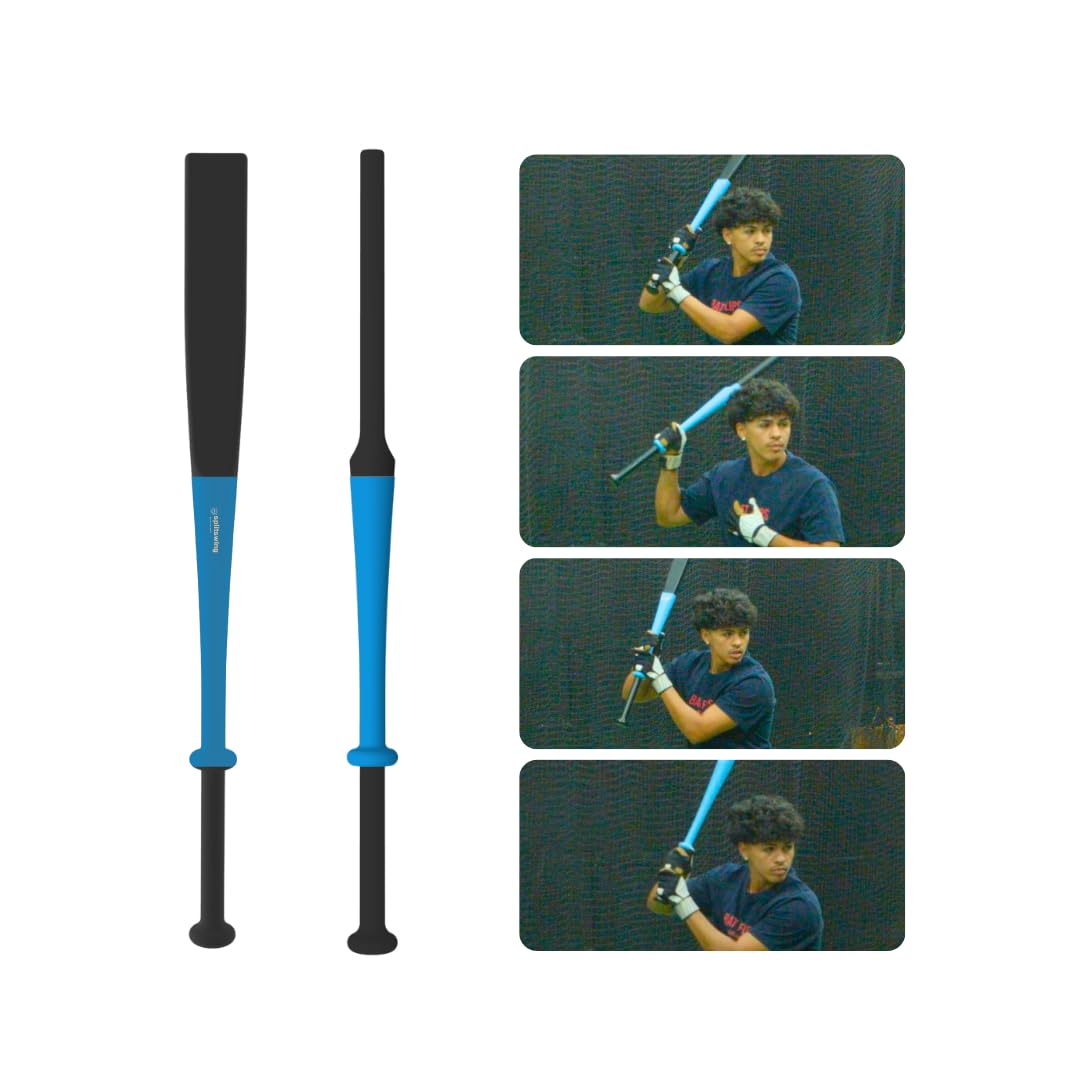 splitswing - 4-in-1 baseball & softball swing trainer - flat bat, split grip, half bat, underload batting aid. baseball training for all levels. makes hard contact feel automatic.