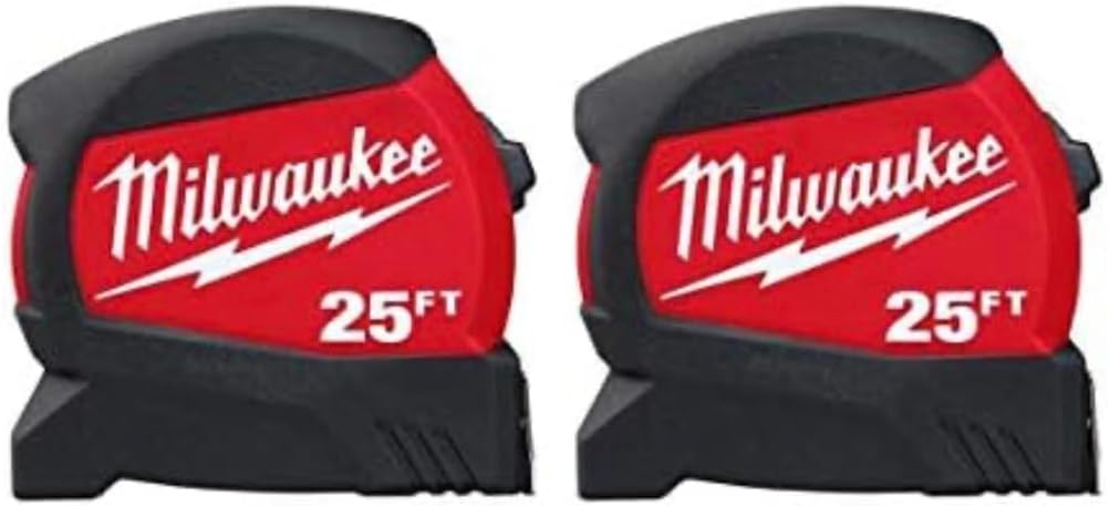 Milwaukee Tool 48-22-7125 Magnetic Tape Measure 25 ft x 1.83 Inch, 2 Pack