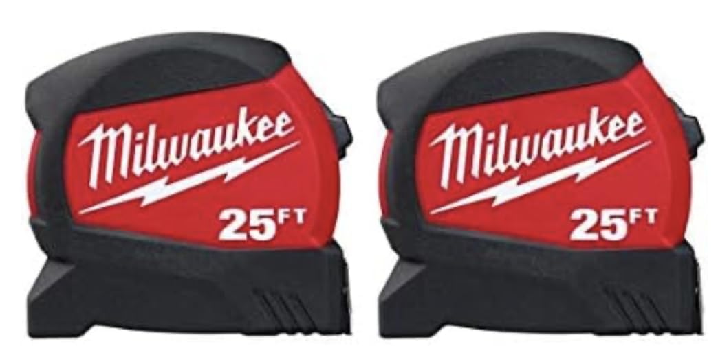 Milwaukee Tool 48-22-7125 Magnetic Tape Measure 25 ft x 1.83 Inch, 2 Pack