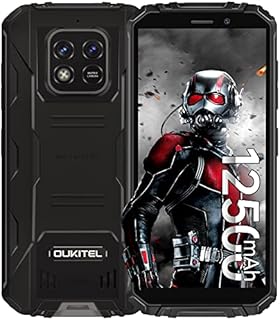 OUKITEL Rugged Smartphone 12500mAh, WP18 (2022) Android 11 4G Dual SIM, 5.93 Inches 4GB+32GB 1024GB Expansion 13MP Dual Rear Cameras IP68 Waterproof Mobile Phones Face ID GPS OTG, Black