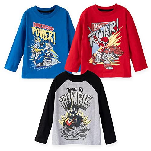 Power Rangers Blue Ranger Red Ranger Zach 3 Pack Cosplay T-Shirts Toddler to Little Kid
