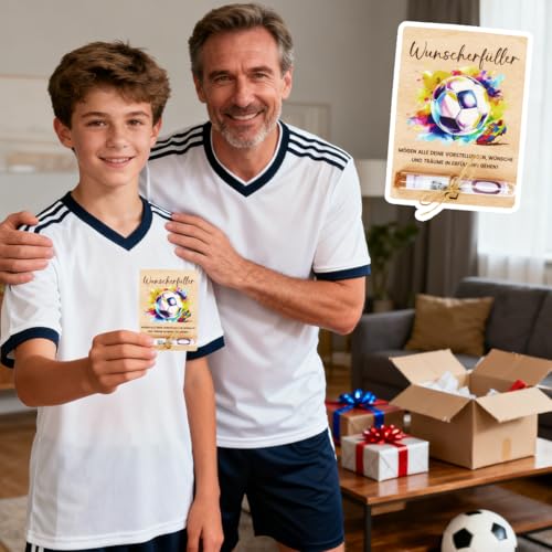 Fussball Geldgeschenk Verpackung aus Holz, Wunscherfüller Geldgeschenke Verpacken Sparbüchse, Fußball Geschenke für Kinder Jungen Fußballfans Geburtstag Weihnachten und Jugendweihe