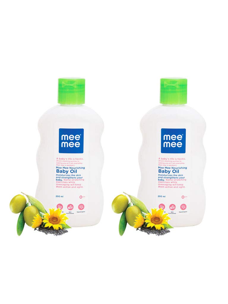 Mee Mee Mild Baby Oil - Enriched with Fruit Extracts, Gentle Formula, Clinically Proven Safety, Pure & Tender Care (200ml, 2-Pack)