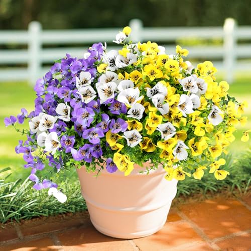 Geegoods Artificial Pansy Flowers, Mix 3 Colors, 24Pcs