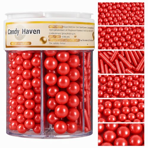 Image of Red Edible Baking Sprinkles 10.8oz, Sugar Confetti, Nonpareils & Sugar Pearls, Patriotic Cake, Cupcake, Cookie & Ice Cream Dessert Decorations