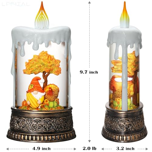 Fall-Snow-Globe-LanternSnow-Globe-Candle-Glittering-Fall-Lantern-with-Gnome-and-Turkey-Harvest-Day-Decorations-Tabletop-Lighted-Display-with-Timer-for-Autumn-Thanksgiving-Festival-Decor Fall Snow Globe LanternSnow Globe Candle Glittering Fall Lantern with Gnome and Turkey Harvest Day Decorations Tabletop Lighted Display with Timer for Autumn Thanksgiving Festival Decor