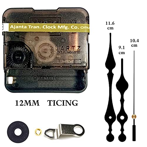 Image of bestbuy Qewinox Combo Of Ajanta Mfg. Battery Operated Plastic Ticking Wall Clock Movement Machine With Hands (Black 8)