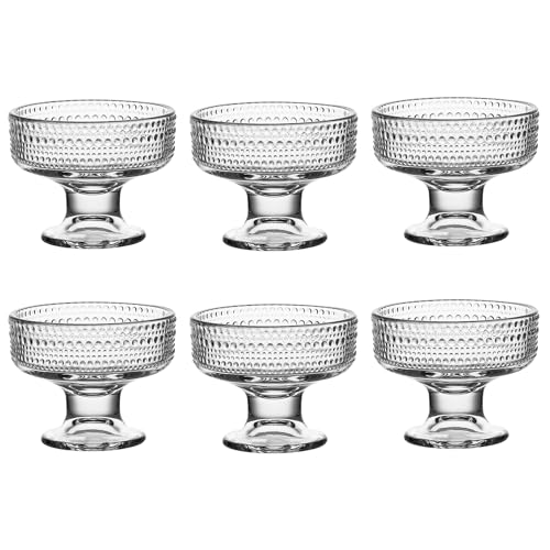 Glass Ice Cream Bowl Set of 6, Small Clear Mini...