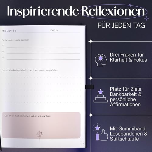 PassionUp Dankbarkeits-Tagebuch für Erwachsene. Fundiert & Wirkungsvoll - Premium Journal Buch mit edler Goldprägung - Dein 5 Minuten Tagebuch für mehr Dankbarkeit & Selbstliebe