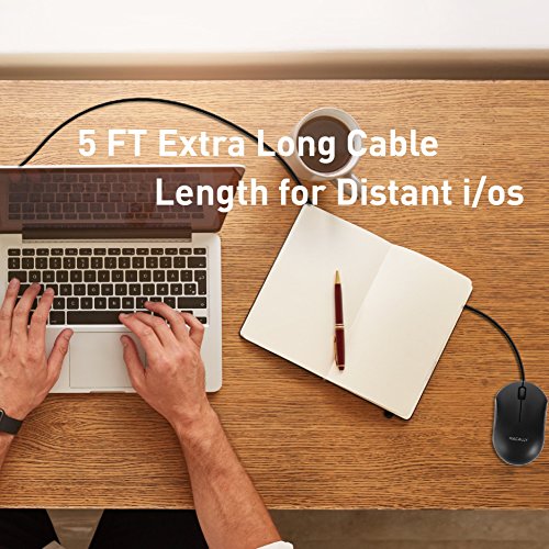 Macally Usb Wired Mouse -Simple 3 Button & Scroll Wheel Design - Ergonomic & Comfortable Computer Mouse For Laptop, Windows Pc, Chromebook, Desktop, Notebook, & Mac - Plug & Play Usb Mouse - Black #TOP7