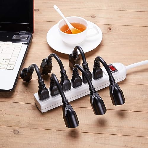 Image of [ETL Listed] Miady Short Power Extension Cord Outlet Saver, 16AWG /13A, 3 Prong (10 Pack, Black, 8 Inch)