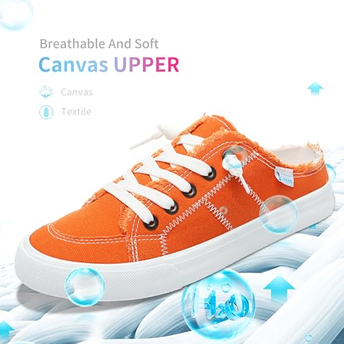 Image of Obtaom Women Canvas Mules Memory Foam Clipper Fashion Sneakers Comfortable Slip-On Mule Backless Holiday Shoes