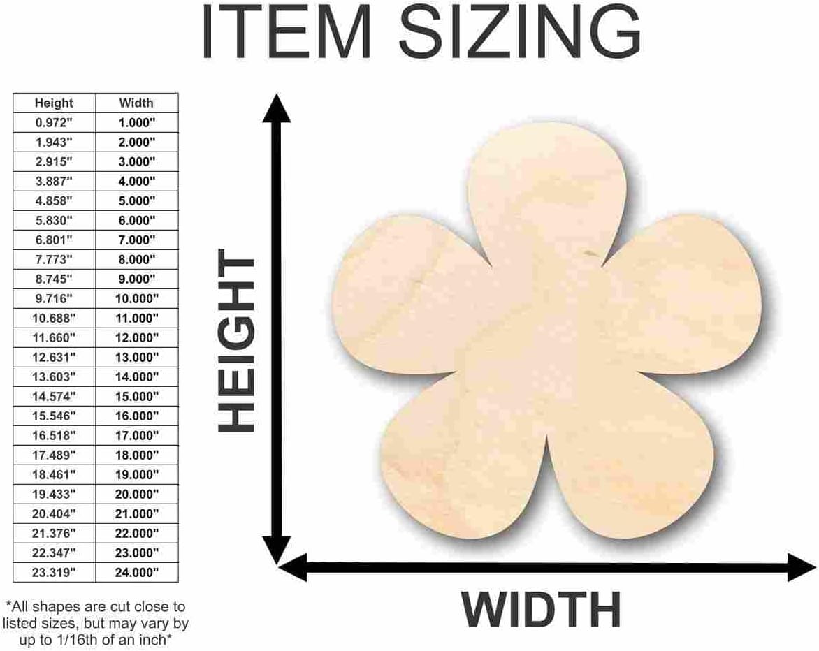 Unfinished Wood Flower Shape Spring Craft up to 46" DIY 16" / 3/4"