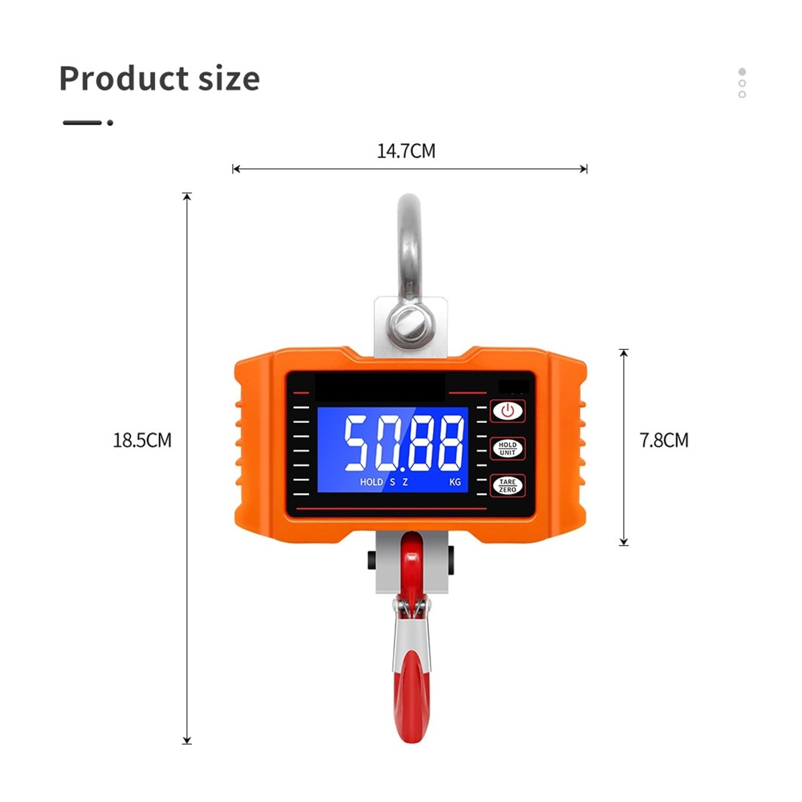 Báscula colgante digital, Báscula colgante Digital de 1000Kg/500Kg, báscula grúa, servicio pesado portátil, gancho Industrial con retroiluminación LCD, cambio unidad(LCD 500KG Blue)
