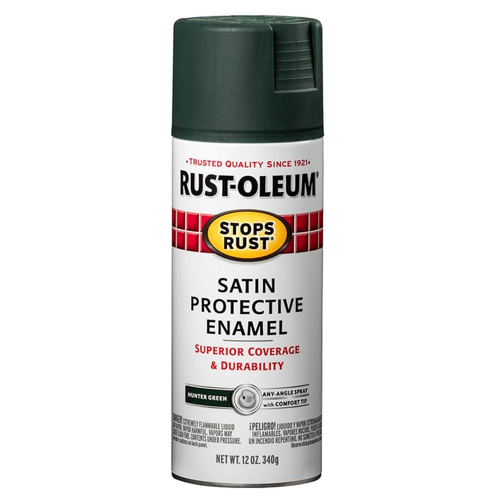 Image of Rust-Oleum 7732830-6PK Stops Rust Spray Paint, 12 oz, Satin Hunter Green, 6 Pack