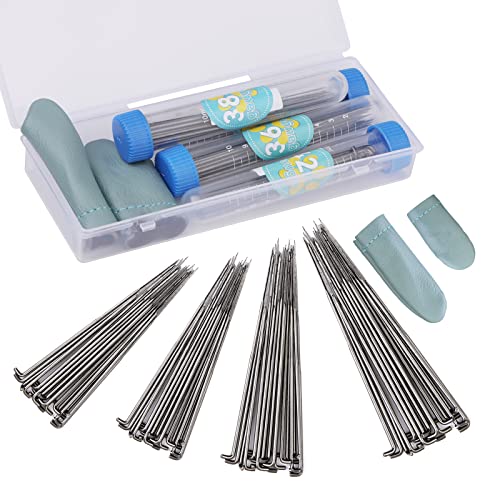 Benlay 80 Stück Filznadel-Set in 4 Größen (36, 38, 40, 42 Gauge), Nadelfilz-Werkzeugset mit Fingerlingen und Filznadeln und Aufbewahrungsbox für Wollfilz-Heimwerker-Anfänger Silber