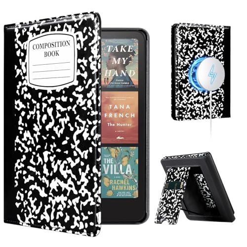 Image of CoBak Stand Case for 7 inch Kindle Paperwhite 12th Gen 2024 and Kindle Colorsoft with Hand Strap - Compatible with iPhone MagSafe, for Samsung /Belkin /Anker Wireless Charging Pads, Durable, Auto Sleep Wake