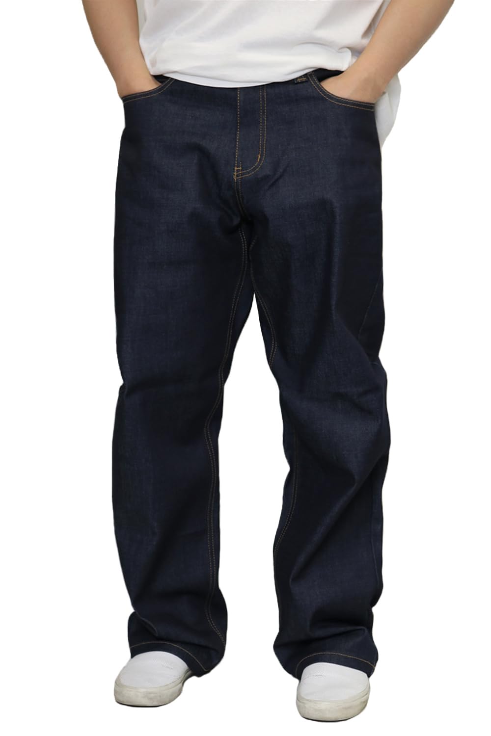 URBANJMen's Baggy Jeans Loose Fit Wide Leg Denim Pants