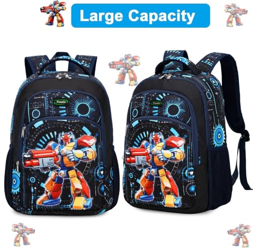 Image of Frantic Waterproof Polyester 35 L School Backpack With Pencil /Staionery Pouch School Bag Class 1 to 8 Daypack Picnic Bag For School Going Boys & Girls(RR Blue Transformer B)