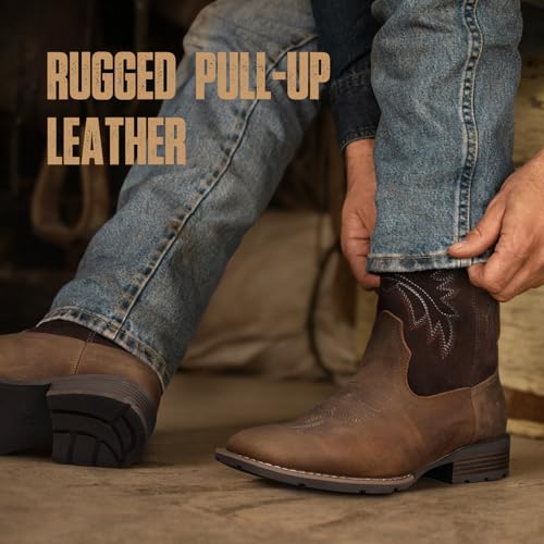 Image of Lumeheel Cowboy Boots for Men - Western Men's Boots with Classic Embroidered, Slip on Square Toe Boots, Slip Resistant Country Boots Chunky Heel Ankle, Durable Short Boots for Spring Fall
