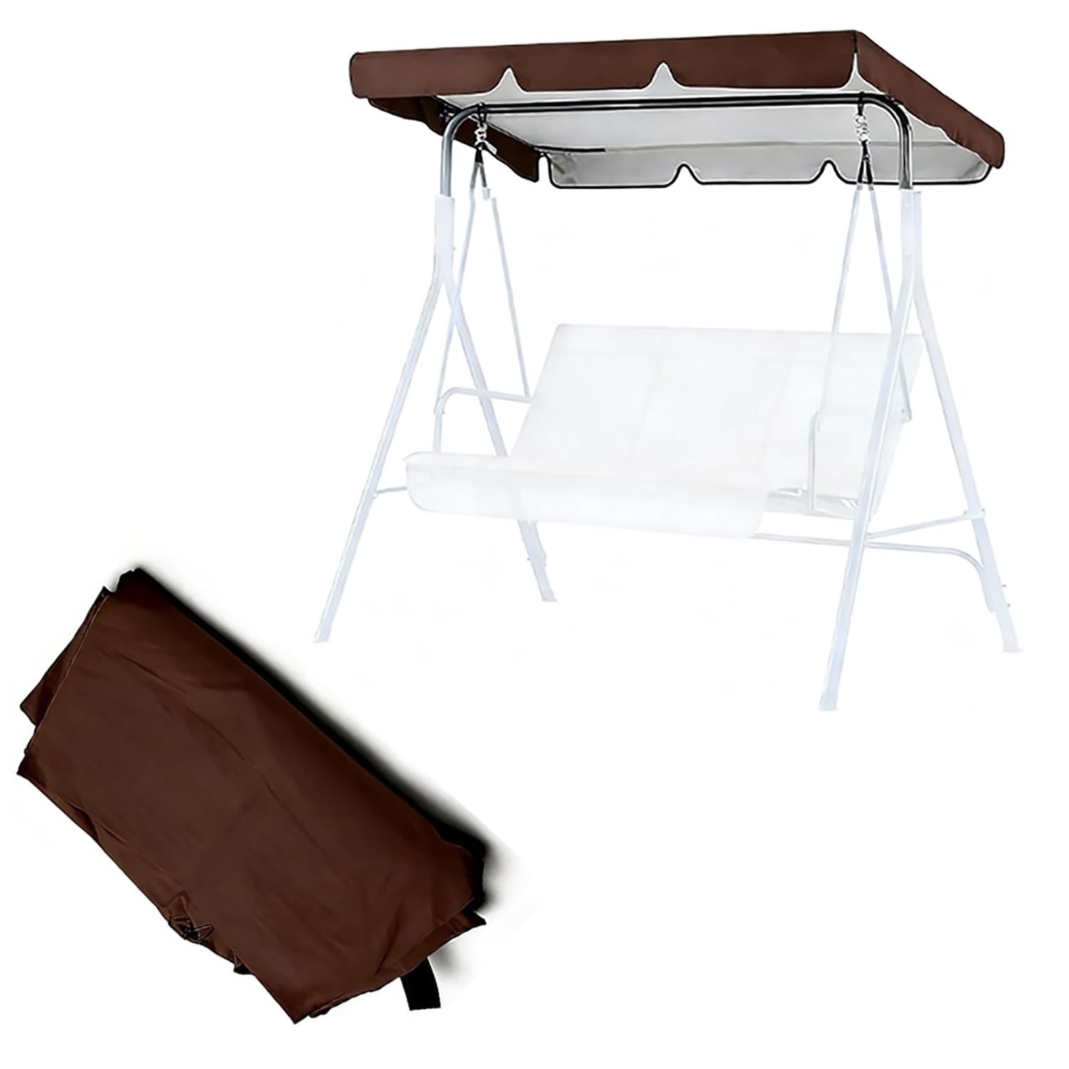 YCXHGK Universal Swing Canopy Replacement, Outdoor Sun Shade Awning Cover, 2/3 Seater Porch Hammock Top Canopy Cover, Waterproof Swing Top Cloth(Brown,190x132cm/74.8x52in)