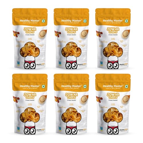 Image of Healthy Master Jowar Chips Combo 600g (100g Each) Pack of 6 | Light & Crispy | High Protein Chips | Gluten-Free | No Maida, No Palm Oil | Low-Calorie | Healthy Snacks for Adults & Kids