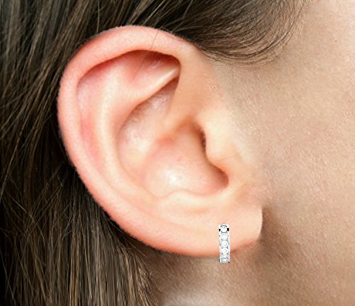 Ritastephens Sterling Silver Channel-set Cubic Zirconia CZ Huggie Hoop Earrings (11mm, 13mm, 14.5mm)4