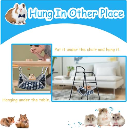 Image of 2 Layers Pet Rat Hammock, Double Sided Warm Flece & Linen Hammock for Cage, Hamster Guinea Pig Ferret Chinchilla Small Animal Bed, Hanging Hideout Swing Cage Accessories