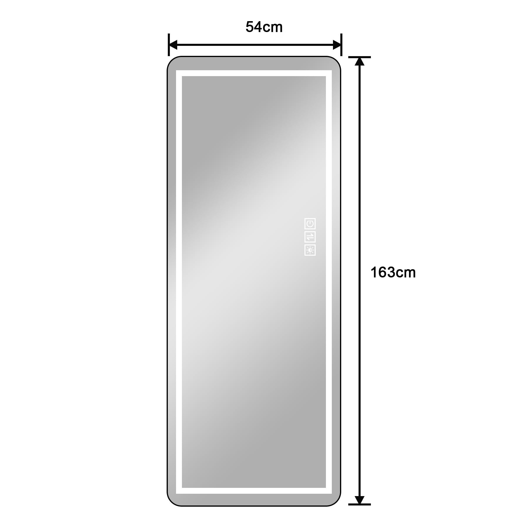Gecheer Specchio Verticale a Figura Intera, LED dimmerabile 3 Colori 163x54 cm, Lega di Alluminio Nera, Specchio da Terra e da Parete for Bagno e Camera da Letto