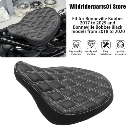 Sillín para Bonneville Bobber 2017-25 cojín negro y blanco de moto 2