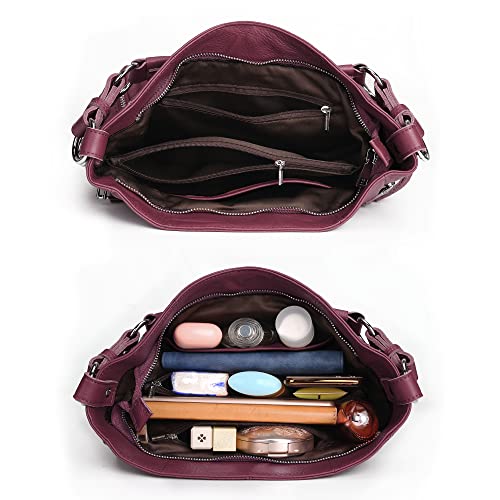 Image of YALUXE Women's Real Leather Shoulder Bags Hobo Handbag Purse Crossbody Bag
