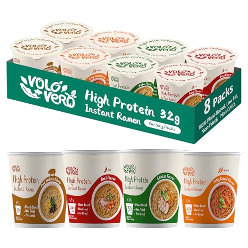 Image of VOLO VERO High Protein Instant Ramen Noodles Cups, 32g Protein, Variety