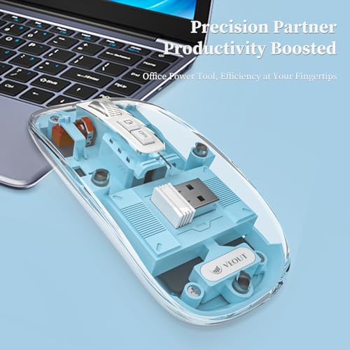 Image of Veout Wireless Bluetooth Mouse, Portable Silent Click Rechargeable Mouse with USB Receiver, 3-Level DPI, Compatible with Laptop, PC, Mac, Tablet, Phone