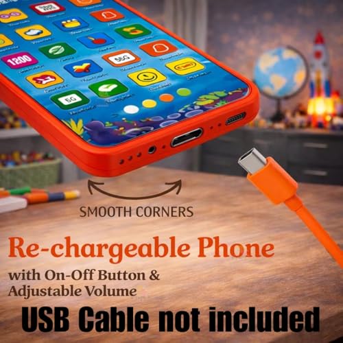 Image of Educationa Kids Phone - Rechargeable Toy for Kids with 24 Learning Modes | Talking Dummy Mobile for Boys & Girls Age 2-12 | Mobile Phone Toy with, Music & Games