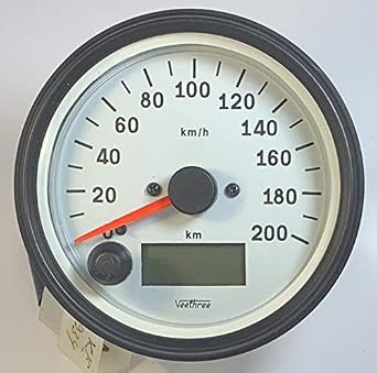 Speedometer Electronic Programmable Black Bezel/White dial