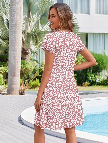 Image of Zeagoo Womens Summer A-Line Dress with Pockets Mini Short Sleeve Dresses Flowy Beach Swing Dress 2026 Vacation Travel