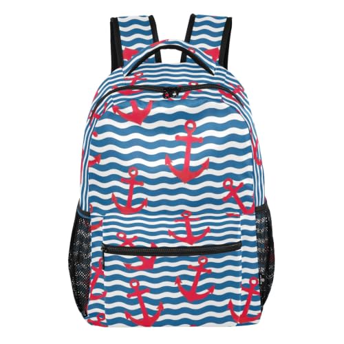 Sac à dos à rayures bleues et blanches d'école pour garçons et filles taille M