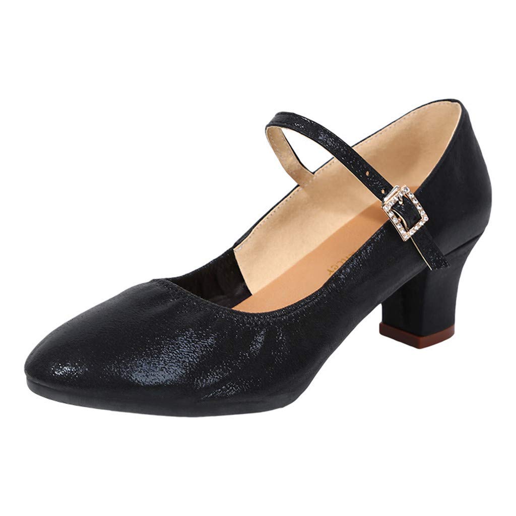 BaojunHT-Dance ShoeWomen's Dance Shoes for Ballroom Latin Close Round Toe  Mary Jane Shoes with Low Mid Block Heels BaojunHT®