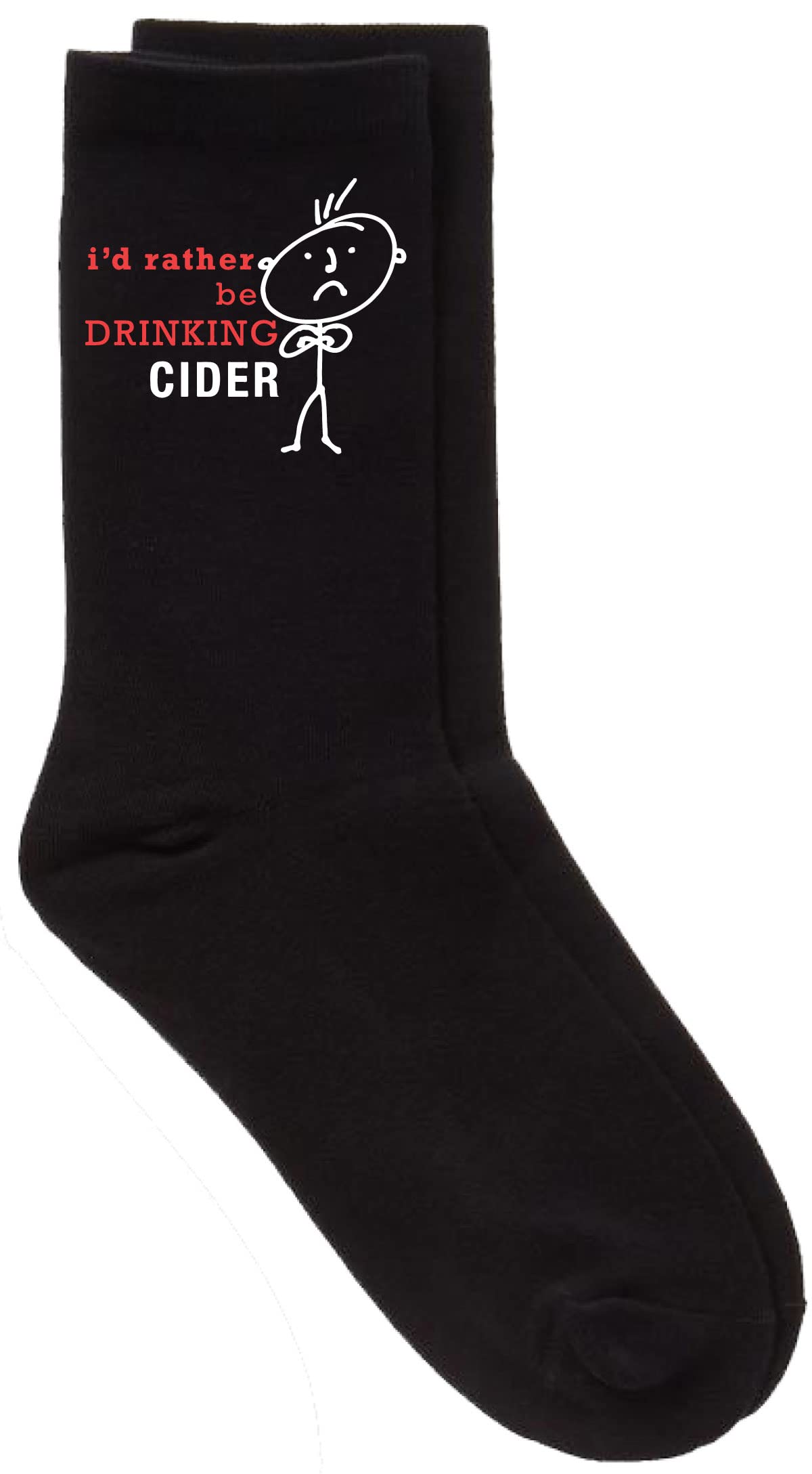 60 Second Makeover Men's Black I'd Rather Be Drinking Cider Calf Socks Fathers Day Dad Husband Boyfriend Uncle Grandpa Grandad Present(Size: One Size)