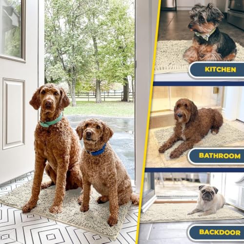 Image of Muddy Mat | Super Water Absorbent Door Mat Indoor, Microfiber Quick Dry Chenille Entryway Rug, Slip Resistant Front Door Mat, Indoor Mats for Entryway, Machine Washable Pet Rug, Ivory 18 inch x 28 inch
