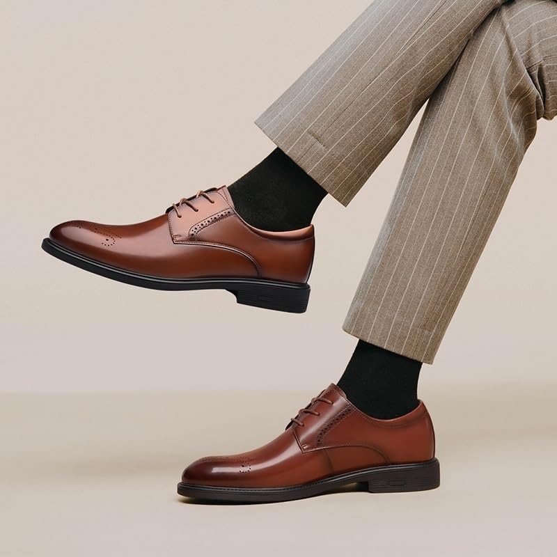 Oxford Shoes for Men's Vegan Leather Tuxedo Prom Wedding Anti-Slip Rubber Sole Slip Resistant Block Heel Casual Wingtip Lace-up4