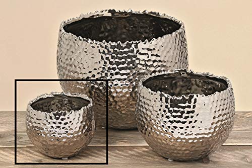 Preisvergleich Produktbild Meinposten. Blumentopf Übertopf Keramik Silber Pflanztopf Hammerschlag Pflanzentopf Dekotopf (Klein, Höhe 10 cm)