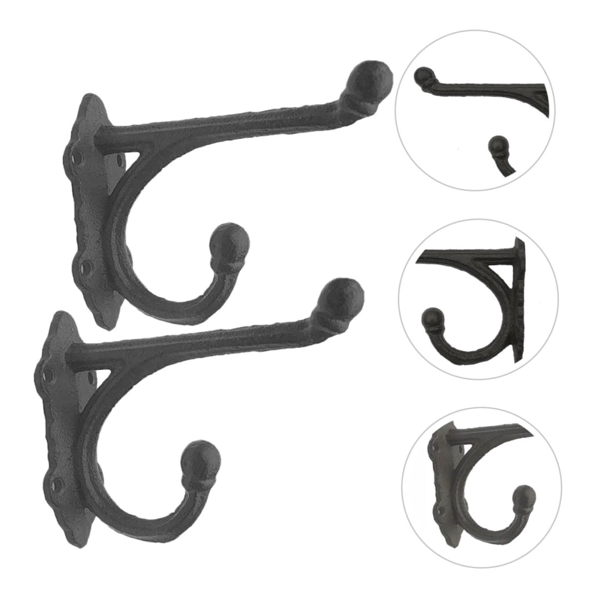 BESTYASH Ganci da Muro in Ghisa 2 Pezzi Vintage per Cappotti e Chiavi, Design Antico, Montaggio a Muro, per Cucina e Piccoli Spazi