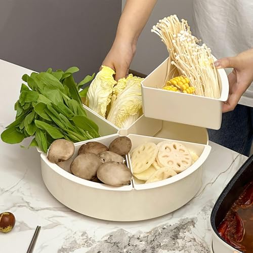 Plateau de service pour légumes rotatif divisé à 5 compartiments - 4