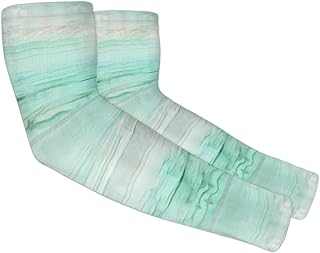 Green Stripes Texture UV Sun Protection Arm Sleeves, Gradient Gardening Sleeves with Thumb Hole Farm Cooling Arm Sleeves for Women Men