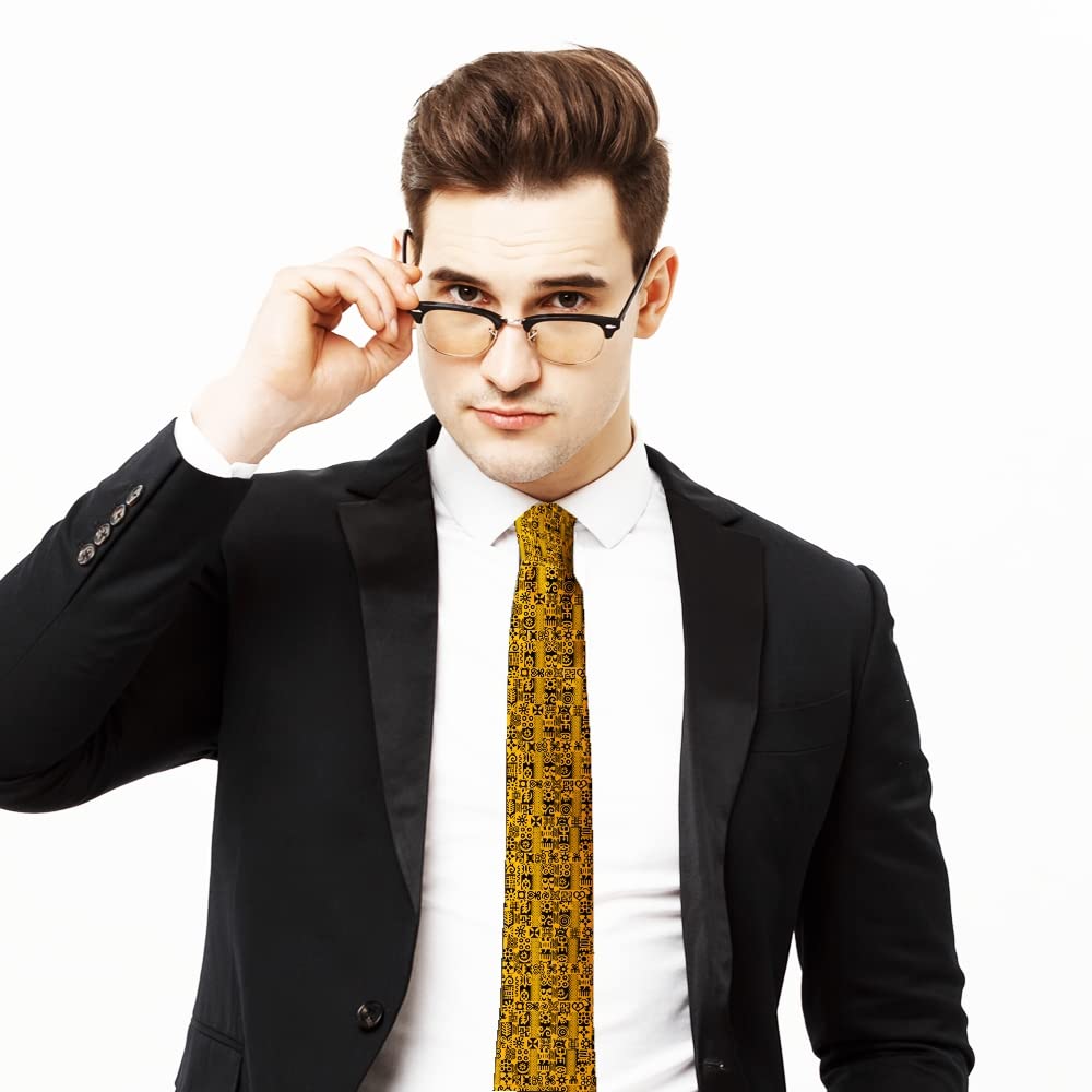 ( African Adinkra Black White ) Fashion Novelty Necktie, Conversation Neckwear Ties Great for Party and Events