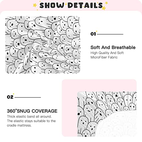 Image of Halloween White Ghost Crib Sheets Soft Breathable Fitted Baby Playard Sheets Mattress Cover for Girl Boys, 39 inch x 27 inch x 5 inch
