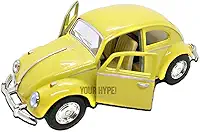 Miniatura Fusca Amarelo claro 1967, escala 1:32 Kinsmart | Miniatura de carros antigos